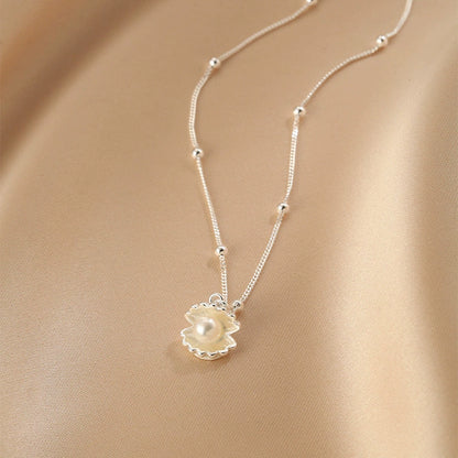 Natural Pearl Necklace Ladies Delicate Design Shell S925 Sterling Silver