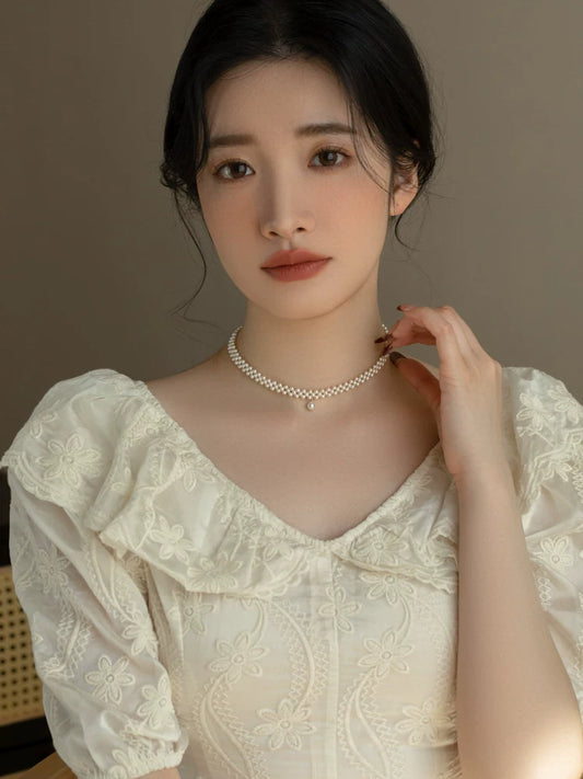 Small Pearl Necklace Choker Chain Girls Collar
