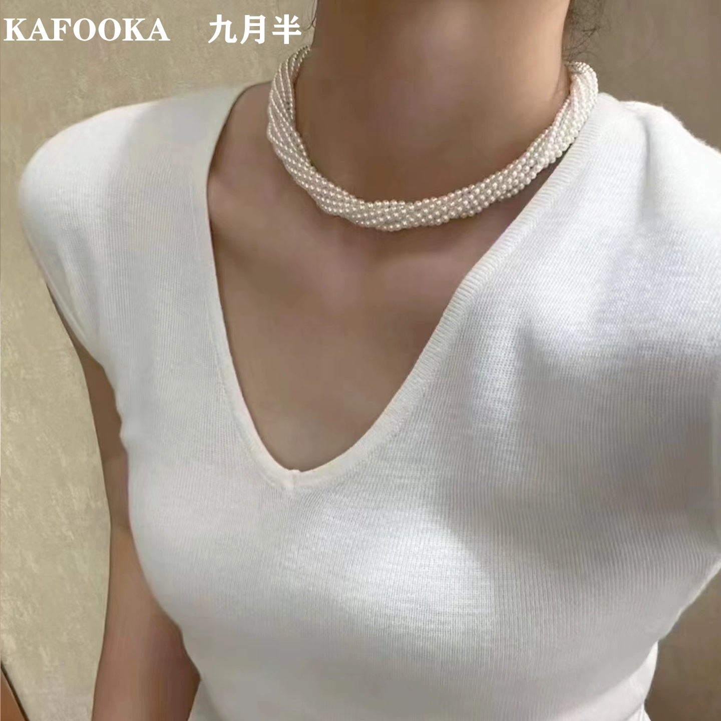 Twist Multi-layer Wrap  3mm Small Rice Pearl Necklace Ladies Princess Chain French Clavicle New