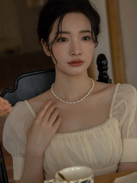 Natural freshwater pearl necklace chain stacked with ins style simple 2023 new women's gift