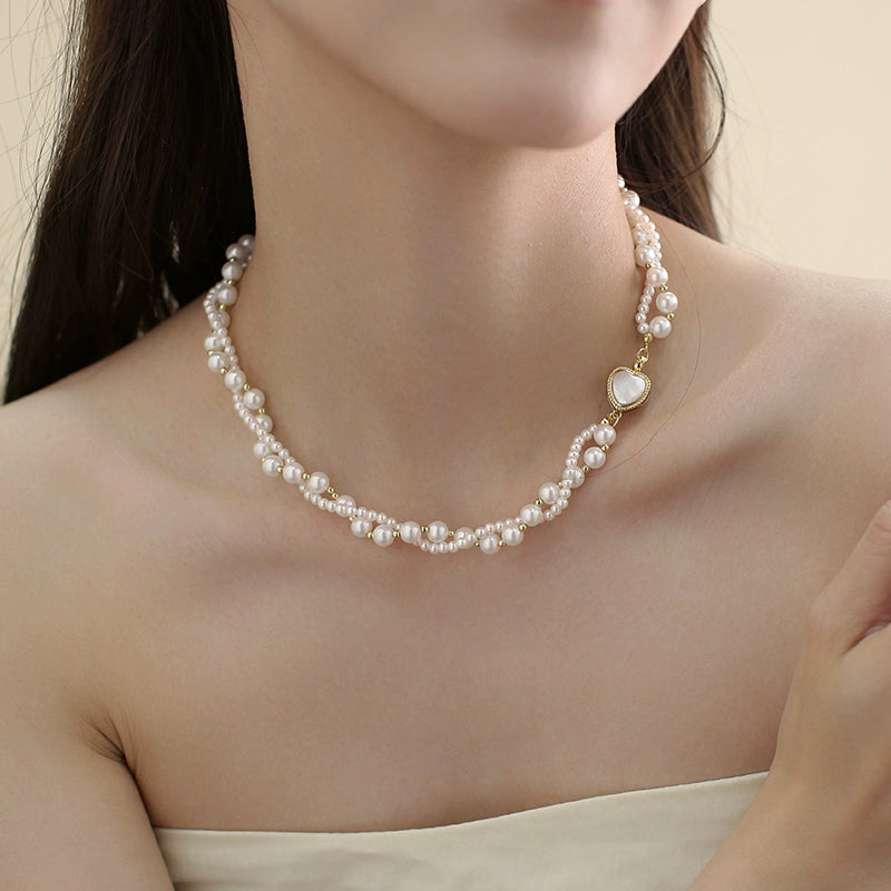 Pearl Necklace Ladies Premium Double Winding Twist French European and American Fritillary Love