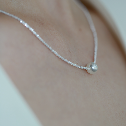 S925 sterling silver fine flash cauliflower chain imitation pearl silver necklace women's design