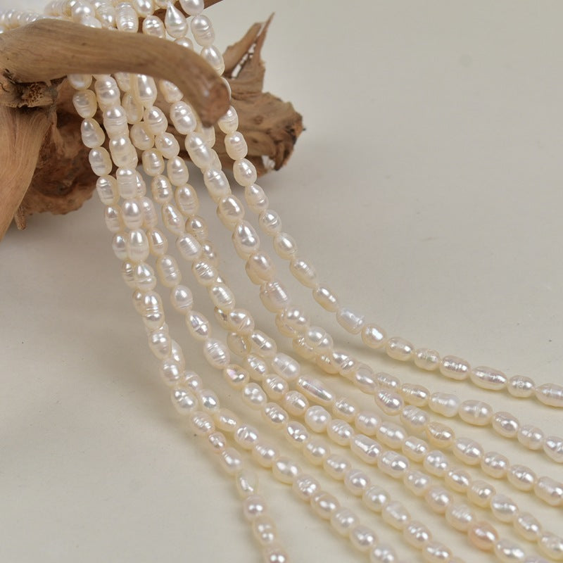 1036 New 5-6mm Threaded Rice Bead Pearl Natural Freshwater Pearl DIY Handmade Jewelry in Stock