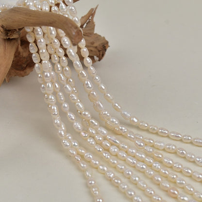 1036 New 5-6mm Threaded Rice Bead Pearl Natural Freshwater Pearl DIY Handmade Jewelry in Stock