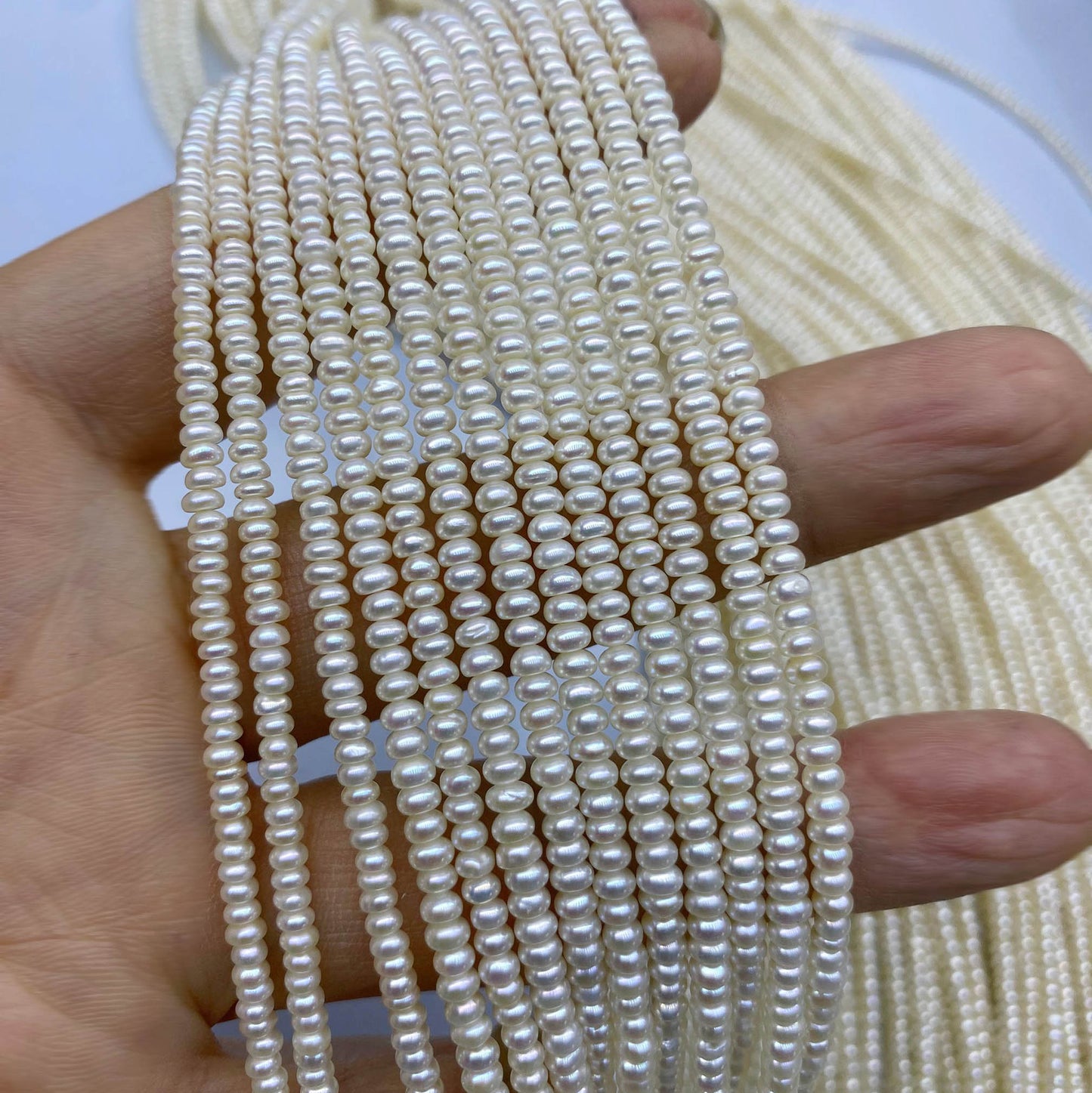 1243 new 2-3mm white, flat beads, white bright uniform freshwater pearl loose beads pearl DIY handmade material