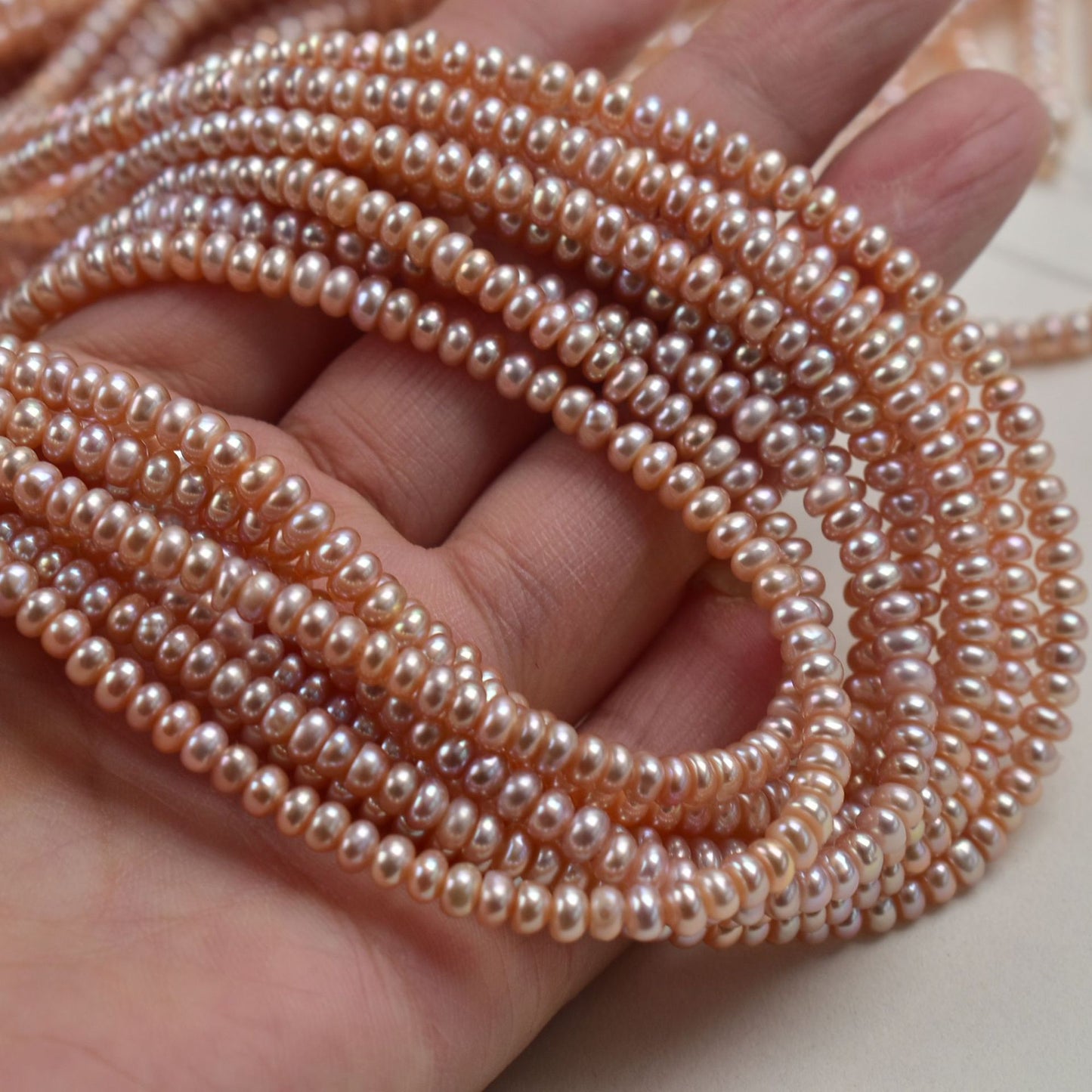 1222 4-5mm seedless freshwater pearl strong light flat bead DIY loose bead