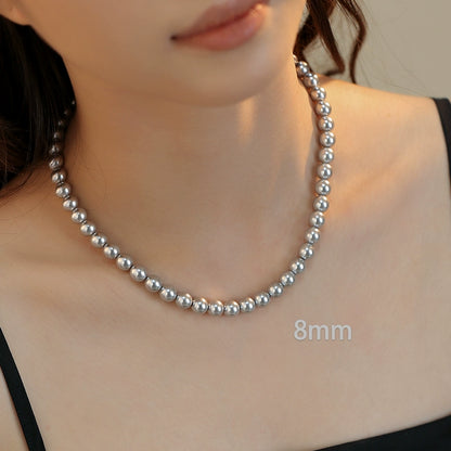 silver gray pearl necklace women's French retro premium autumn and winter sweater chain
