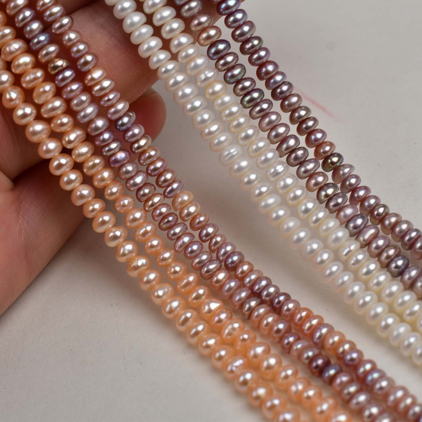 1248 Extended 40cm about 4mm flat beads, natural freshwater pearl DIY jewelry