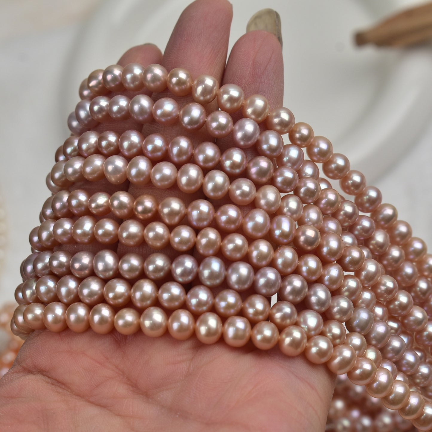 1141 6-7Mm seedless near-round strong light pearl natural freshwater pearl DIY handmade jewelry