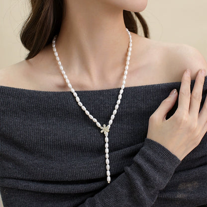 Natural Pearl Necklace Ladies French Delicate Snowflake Beads