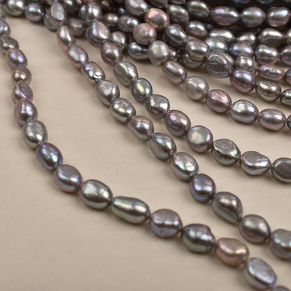1315 Baroque Pearl Necklace Silver Grey work in progress DIY natural pearls