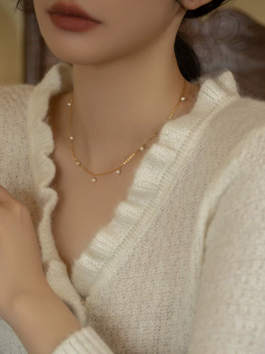 Gypsy, Pearl Necklace Women's New High-end Simple Chain Women's Gift