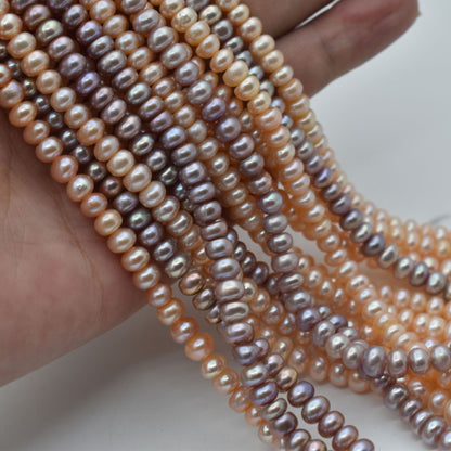 1238 good quality, flat beads 6mm DIY work in progress necklace, natural freshwater pearls
