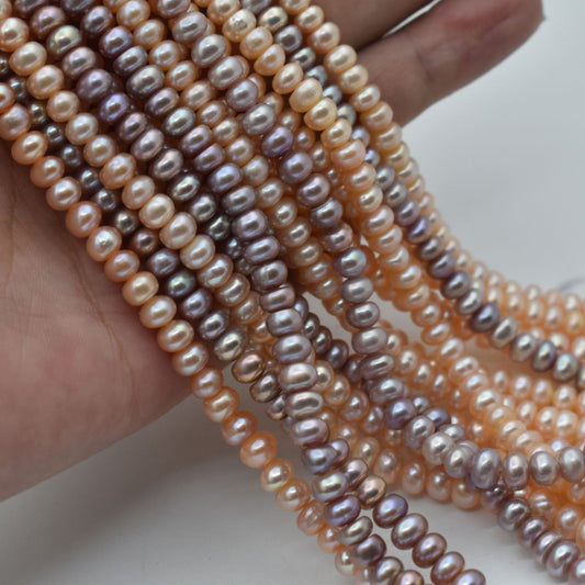 1238 good quality, flat beads 6mm DIY work in progress necklace, natural freshwater pearls