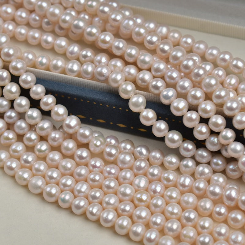 1164 6-7Mm white, nearly round natural freshwater pearl DIY jewelry accessories