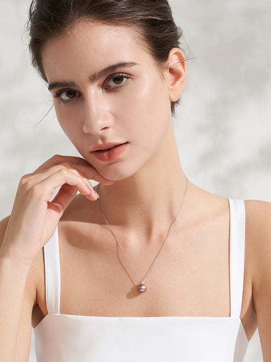 Tahiti Edison Pearl Pendant Princess Diana Necklace 18K Gold Purple Natural Pearl Clavicle Chain Premium