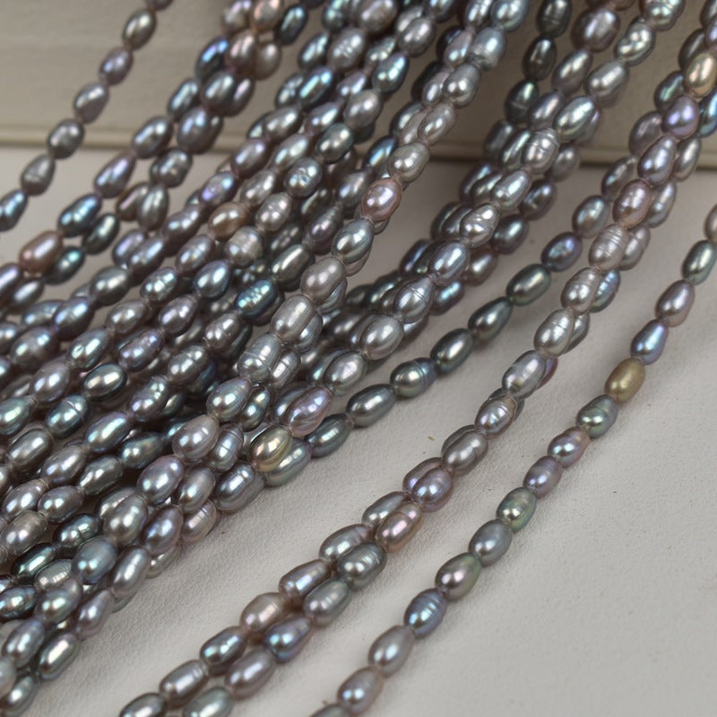 1046 Natural Freshwater Pearl Gray Rice Bead 3-4mm