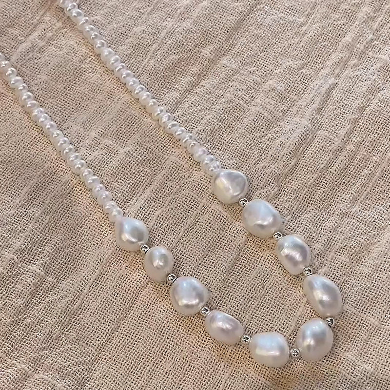 Mr. He natural necklace lady gradual change baroque bead design sense