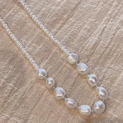 Mr. He natural necklace lady gradual change baroque bead design sense