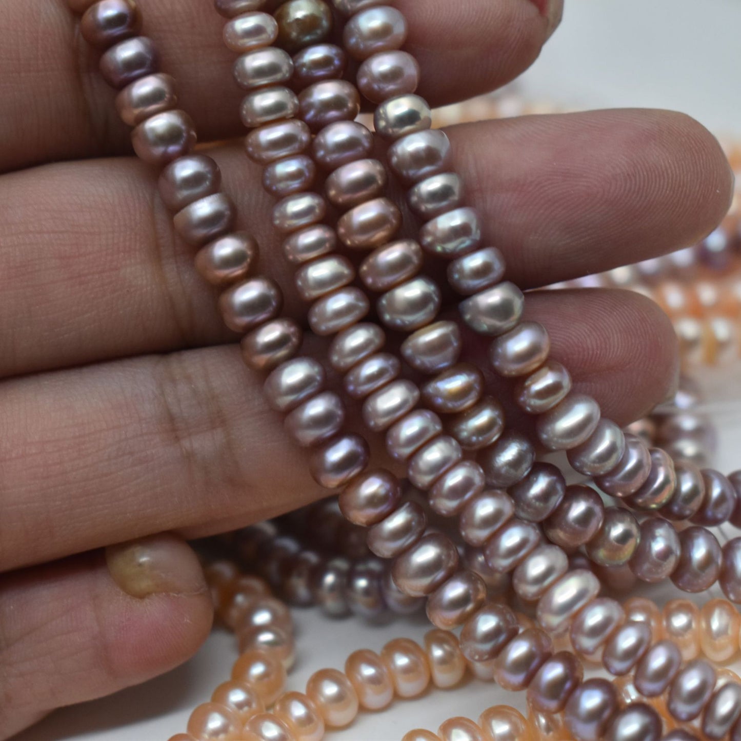 1238 good quality, flat beads 6mm DIY work in progress necklace, natural freshwater pearls