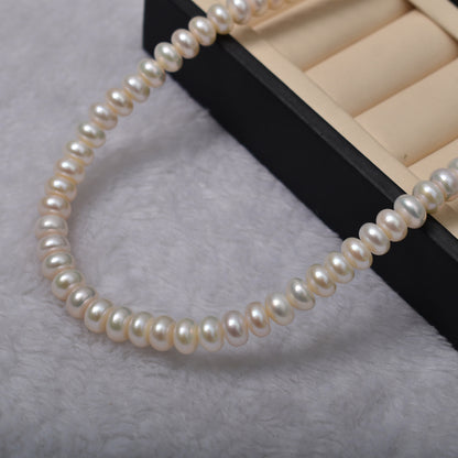 1256 White Bright Flat Pearl Natural Freshwater Pearl About 9-10mm