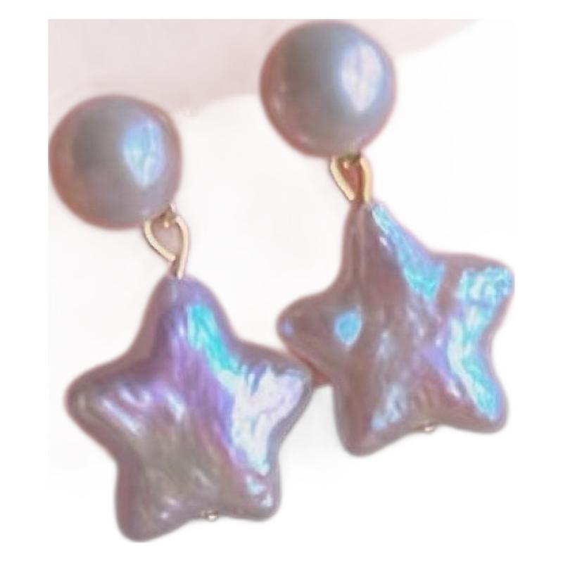 Natural Baroque Five-pointed Star Baroque Pearl Necklace Design Sense Earrings Unique