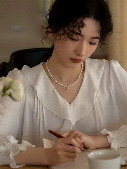Simple Freshwater Pearl Necklace Chain Neck Jewelry Gift High Sense
