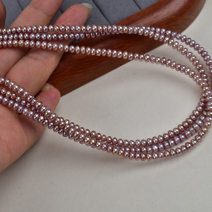 1227 new 4-5mm white powder purple thick flat beads, freshwater pearl loose beads pearl DIY handmade materials