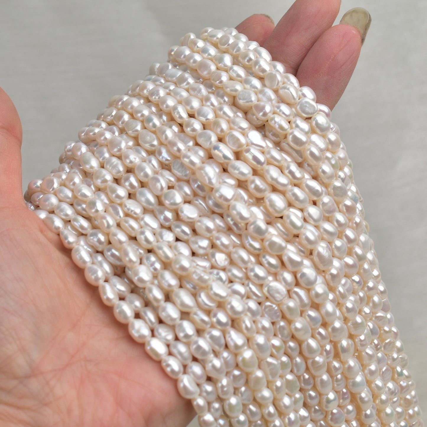 1018 5-6Mm straight hole two-sided natural freshwater real pearl loose bead string DIY jewelry accessories