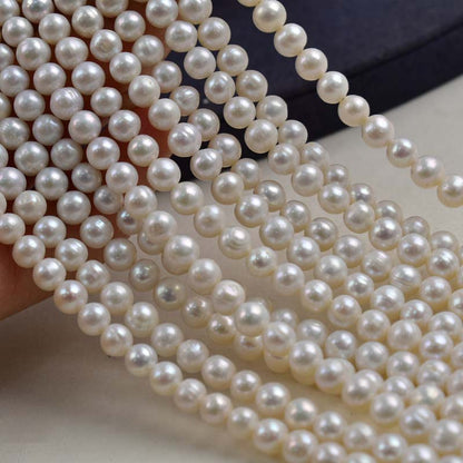 1200 Zhuji pearl 5-6mm white near-round pearl string