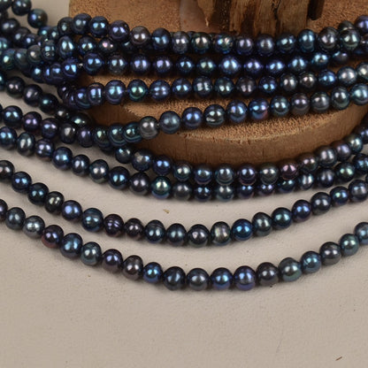 1163 5-6Mm Near Round Black Pearl Natural Freshwater Pearl Necklace work in progress
