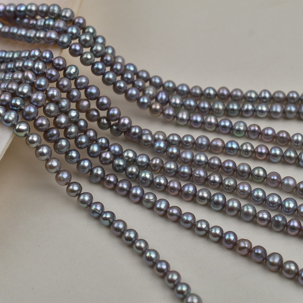 1176 5-5.5 mm Near Round Grey Pearl Natural Fresh Water, Grey Loose Bead Jewelry Accessories DIY work in progress