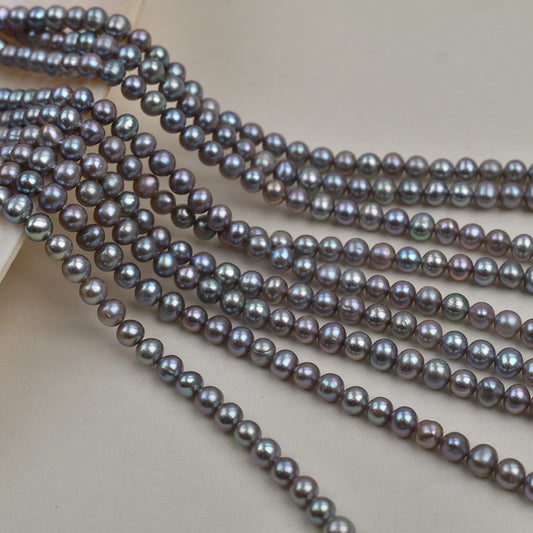 1176 5-5.5 mm Near Round Grey Pearl Natural Fresh Water, Grey Loose Bead Jewelry Accessories DIY work in progress