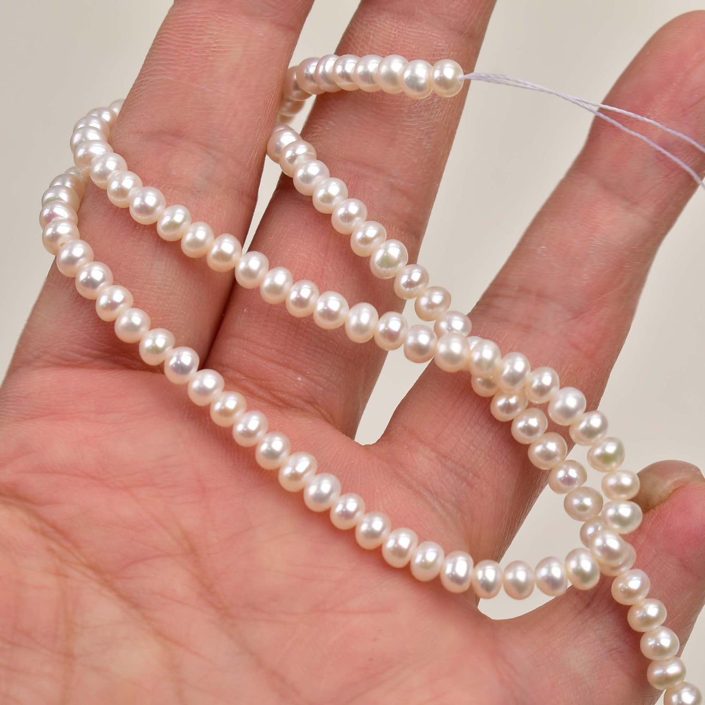 1216 4-5Mm gold round, natural freshwater pearl loose beads work in progress DIY handmade