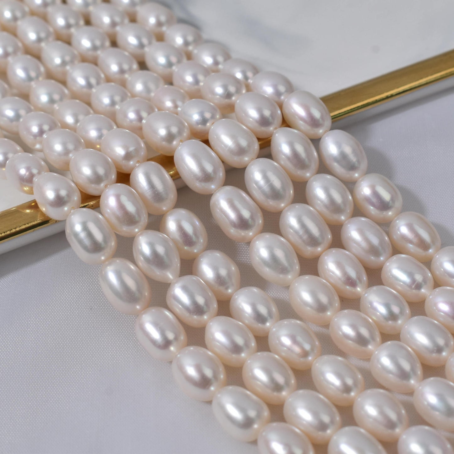 1049 Freshwater Fat Rice Beads Loose Beads Natural Pearls 7mm