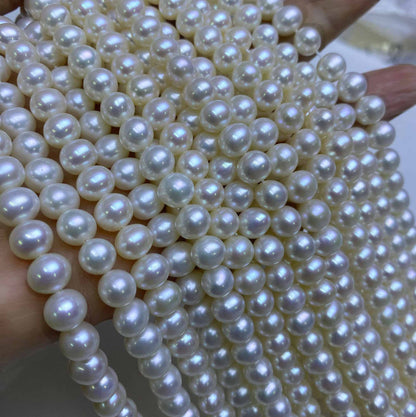 1165 freshwater pearl nearly round 7-8mm natural white work in progress DIY handmade accessories