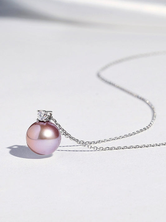 Tahiti Edison Pearl Pendant Princess Diana Necklace 18K Gold Purple Natural Pearl Clavicle Chain Premium