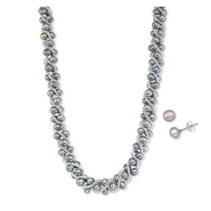 woven pearl necklace made with Cultured pearl