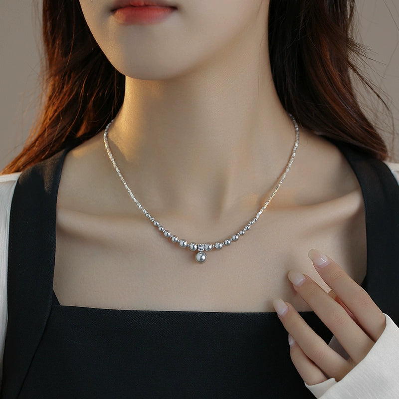 strong light pearl gradual change necklace design 925 silver