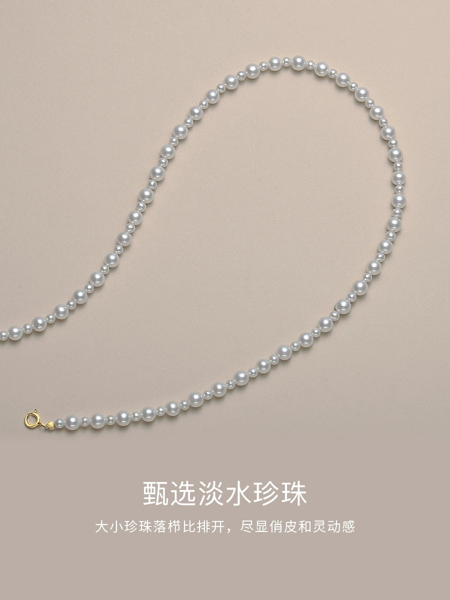 Baby bead necklace size pearl women's round strong light natural freshwater gypsy