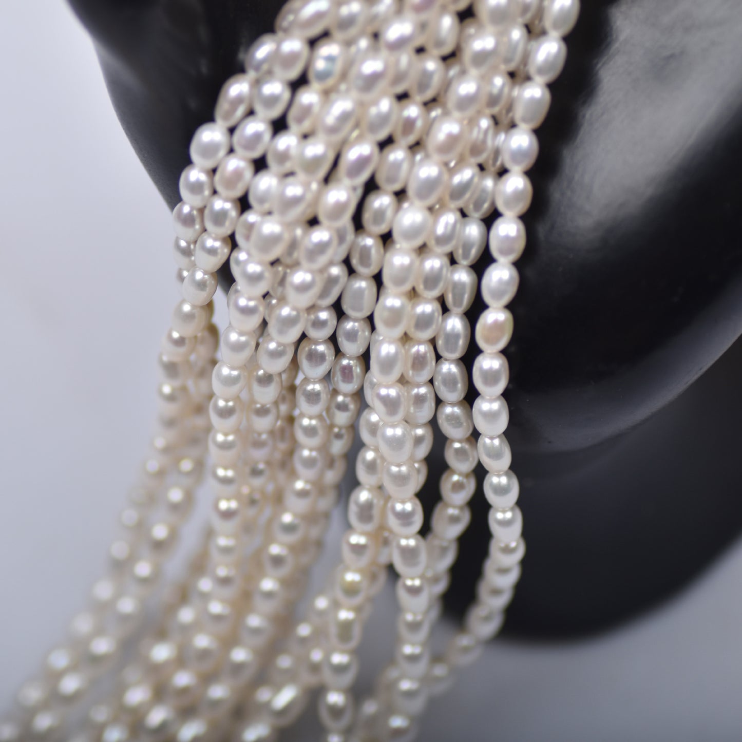1045 3-4Mm Natural Freshwater Rice Pearl DIY Bracelet Necklace Beaded Jewelry Accessories