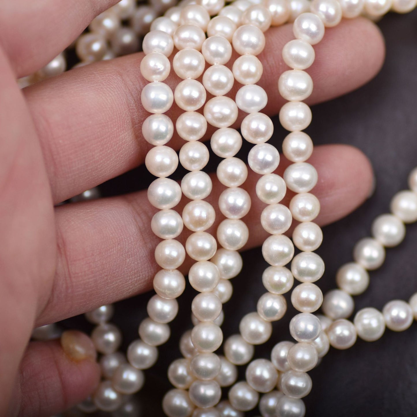 1132 new 5-5.5 mm strong light nearly round natural freshwater pearl DIY material