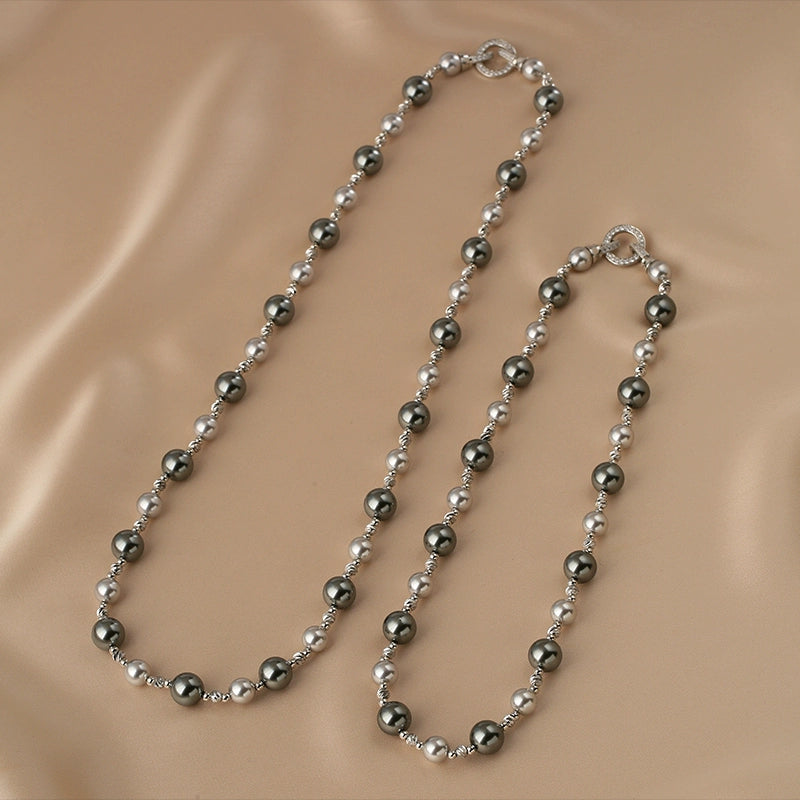 Zhenduo hemp mixed color  pearl necklace women's autumn and winter new sweater chain personalized stacking