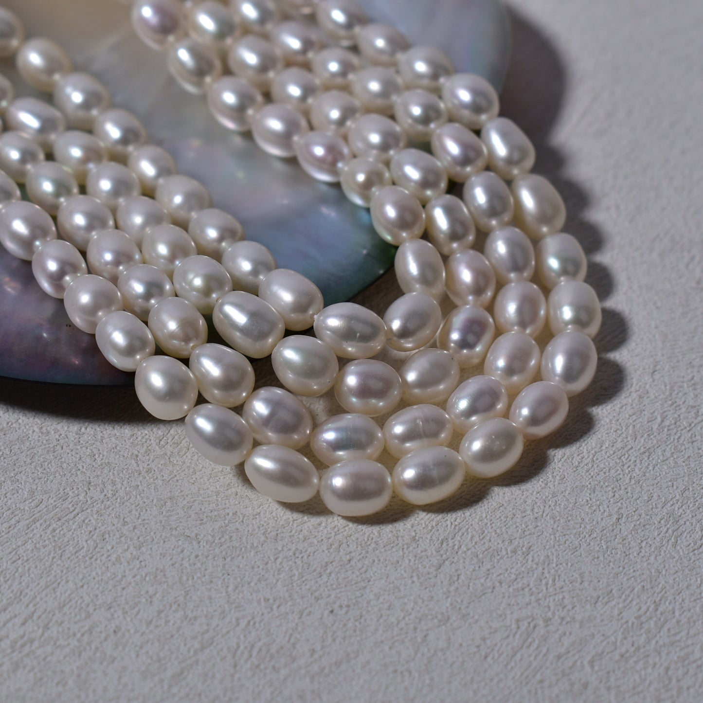 1037 Strong Light 7-8mm Rice Beads White DIY Necklace Accessories Wholesale Accessories