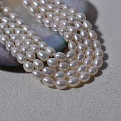 1037 Strong Light 7-8mm Rice Beads White DIY Necklace Accessories Wholesale Accessories