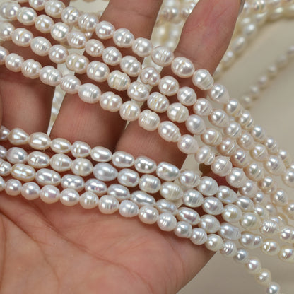 1031 Natural Freshwater Pearls 5-6mm Strong Light Rice Beads DIY Loose Beads