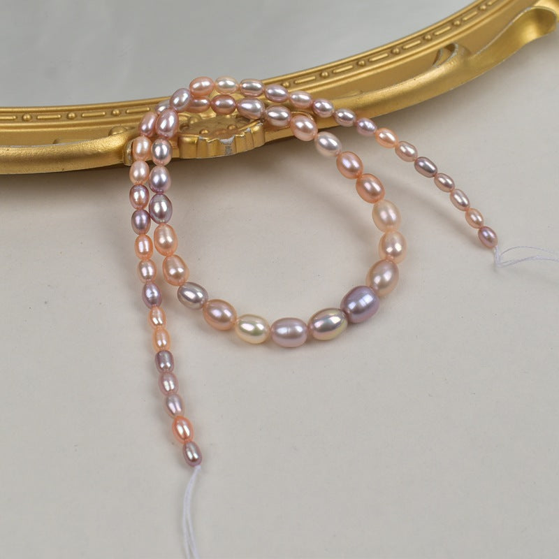 1033 High-quality Strong Light Near Flawless  Pearl Tower Chain Natural Freshwater Rice Pearl DIY Necklace