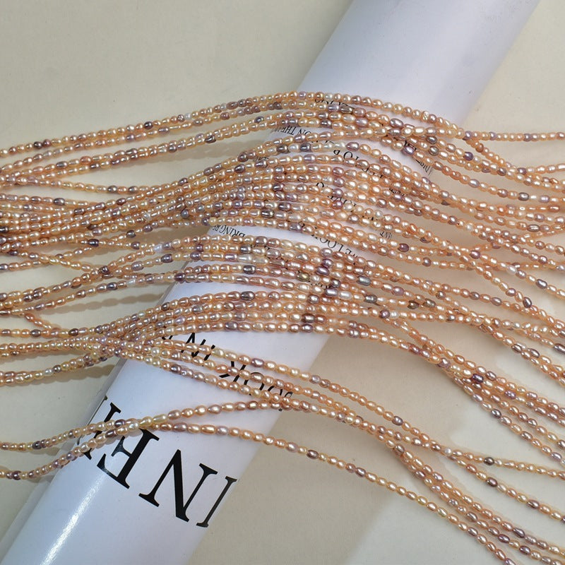 1050 Natural Rice Bead Pearl Necklace  3mm Mixed Color Pearl Loose Beads DIY Material