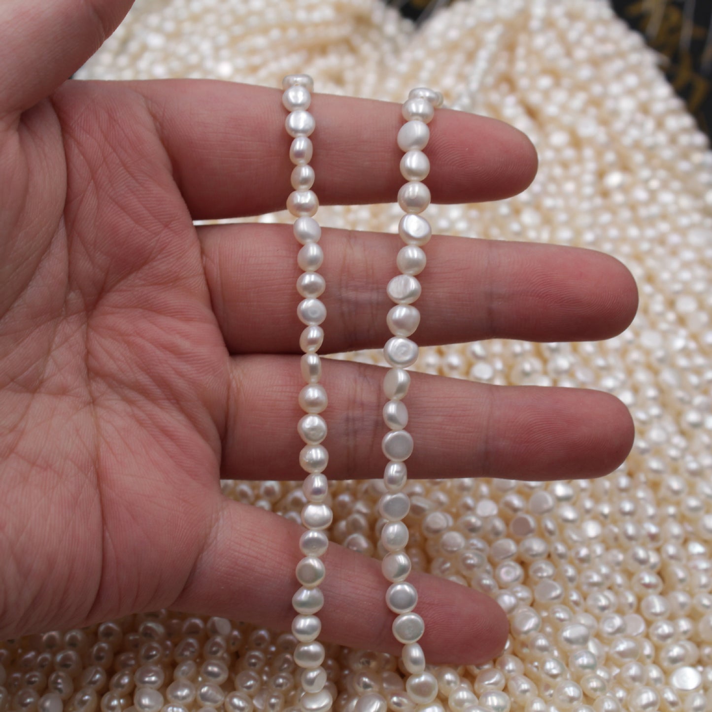 1321 small beads 3/4/5 mm natural freshwater pearl necklace work in progress wholesale