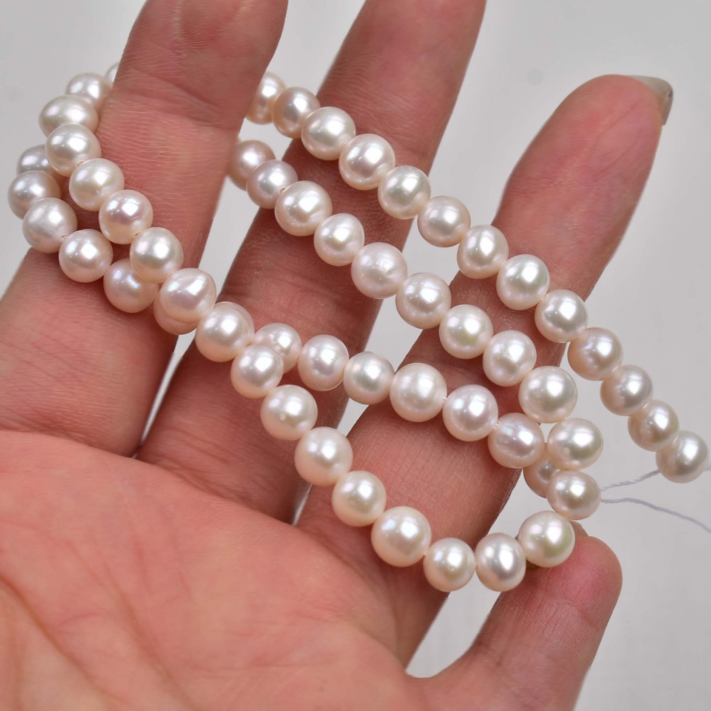 1164 6-7Mm white, nearly round natural freshwater pearl DIY jewelry accessories